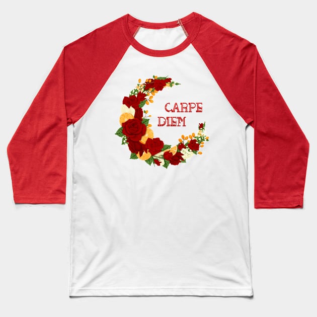 Full Bloom | Red Carpe Diem Baseball T-Shirt by hisameartwork